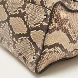 Prada Beige Python Small Double Pocket Tote