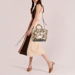 Prada Beige Python Small Double Pocket Tote