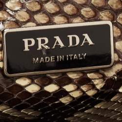 Prada Beige Python Small Double Pocket Tote