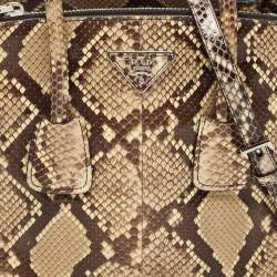 Prada Beige Python Small Double Pocket Tote