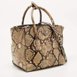 Prada Beige Python Small Double Pocket Tote