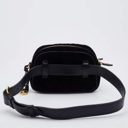 Pre Owned Prada Black Quilted Velvet and Leather Corsaire Belt Bag  