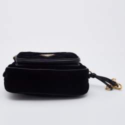 Pre Owned Prada Black Quilted Velvet and Leather Corsaire Belt Bag  
