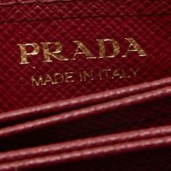 Prada Burgundy Saffiano Leather and Croccodile 5 Gussets Card Case