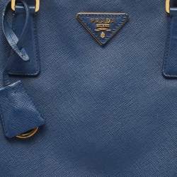 Pre Owned Prada Navy Blue Saffiano Lux Leather Large Gardener's Tote