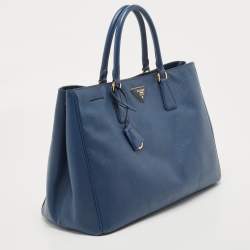 Pre Owned Prada Navy Blue Saffiano Lux Leather Large Gardener's Tote