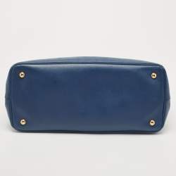 Pre Owned Prada Navy Blue Saffiano Lux Leather Large Gardener's Tote