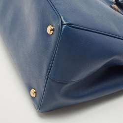 Pre Owned Prada Navy Blue Saffiano Lux Leather Large Gardener's Tote
