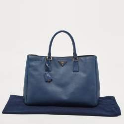 Pre Owned Prada Navy Blue Saffiano Lux Leather Large Gardener's Tote