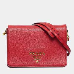 Prada Saffiano Leather Mini Bandoliera Crossbody Bag In Red