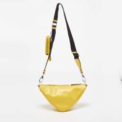 Pre Owned Prada Yellow Leather Triangle Shoulder Bag