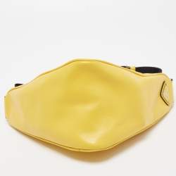 Pre Owned Prada Yellow Leather Triangle Shoulder Bag