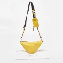 Pre Owned Prada Yellow Leather Triangle Shoulder Bag