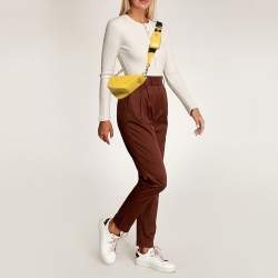 Pre Owned Prada Yellow Leather Triangle Shoulder Bag