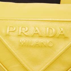 Pre Owned Prada Yellow Leather Triangle Shoulder Bag