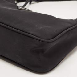 Prada Black Tessuto Nylon Re-Edition 2000 Baguette Bag