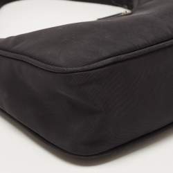 Prada Black Tessuto Nylon Re-Edition 2000 Baguette Bag