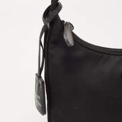 Prada Black Tessuto Nylon Re-Edition 2000 Baguette Bag