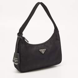 Prada Black Tessuto Nylon Re-Edition 2000 Baguette Bag