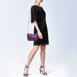 Prada Purple Matelasse Leather Pushlock Flap Top Handle Bag