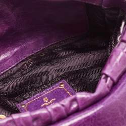 Prada Purple Matelasse Leather Pushlock Flap Top Handle Bag