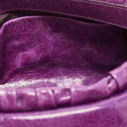 Prada Purple Matelasse Leather Pushlock Flap Top Handle Bag