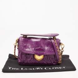 Prada Purple Matelasse Leather Pushlock Flap Top Handle Bag