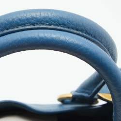 Pre Owned Prada Blue Vitello Daino Leather Medium Tote