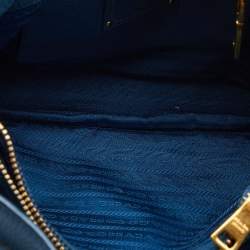 Pre Owned Prada Blue Vitello Daino Leather Medium Tote