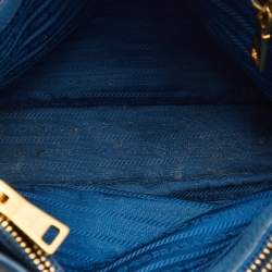 Pre Owned Prada Blue Vitello Daino Leather Medium Tote