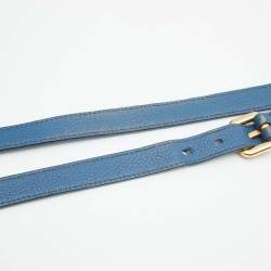 Pre Owned Prada Blue Vitello Daino Leather Medium Tote