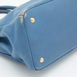 Pre Owned Prada Blue Vitello Daino Leather Medium Tote