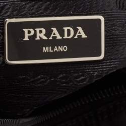 Prada Black/Blue Nylon and Leather New Vela Studded Messenger Bag