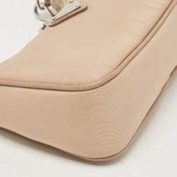 Pre Owned Prada Beige Nylon and Saffiano Leather Mini Re Edition Crossbody Bag