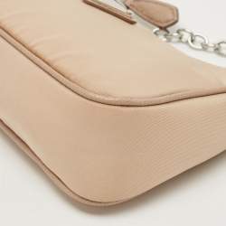Pre Owned Prada Beige Nylon and Saffiano Leather Mini Re Edition Crossbody Bag