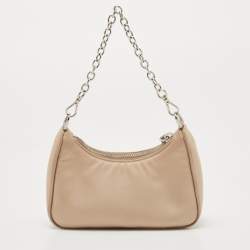 Pre Owned Prada Beige Nylon and Saffiano Leather Mini Re Edition Crossbody Bag