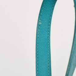 Pre Owned Prada Turquoise Green Saffiano Lux Leather Small Double Zip Tote