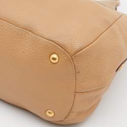 Pre Owned Prada Biege Vitello Daino Leather Sacca 2 Manici Hobo