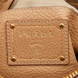 Pre Owned Prada Biege Vitello Daino Leather Sacca 2 Manici Hobo