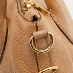 Pre Owned Prada Biege Vitello Daino Leather Sacca 2 Manici Hobo