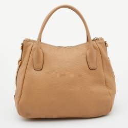 Pre Owned Prada Biege Vitello Daino Leather Sacca 2 Manici Hobo