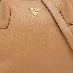 Pre Owned Prada Biege Vitello Daino Leather Sacca 2 Manici Hobo