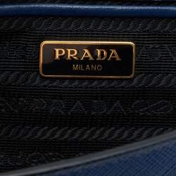 Pre Owned Prada Navy Blue Saffiano Lux Leather Pattina Shoulder Bag