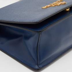 Pre Owned Prada Navy Blue Saffiano Lux Leather Pattina Shoulder Bag