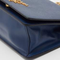 Pre Owned Prada Navy Blue Saffiano Lux Leather Pattina Shoulder Bag