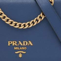 Pre Owned Prada Navy Blue Saffiano Lux Leather Pattina Shoulder Bag