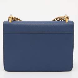 Pre Owned Prada Navy Blue Saffiano Lux Leather Pattina Shoulder Bag