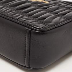 Pre Owned Prada Black Gaufre Leather Camera Shoulder Bag