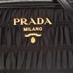Pre Owned Prada Black Gaufre Leather Camera Shoulder Bag