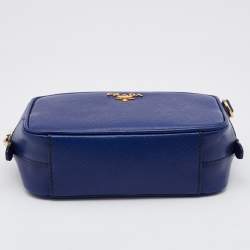 مملوكة مسبقًا Prada Blue Saffiano Lux Leather Mini Camera Crossbody Bag